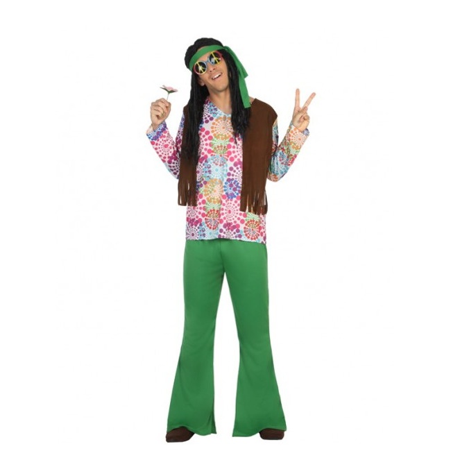 Disfraz de hippie años 70 psicodélico para hombre