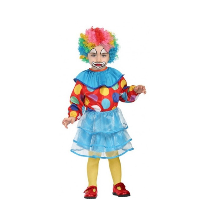 Disfraz de payaso con puntos para bebé chica