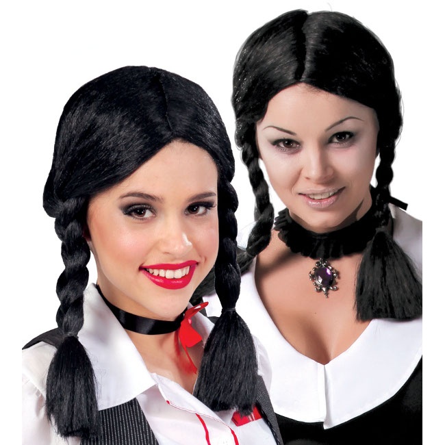 Peluca de trenzas negras
