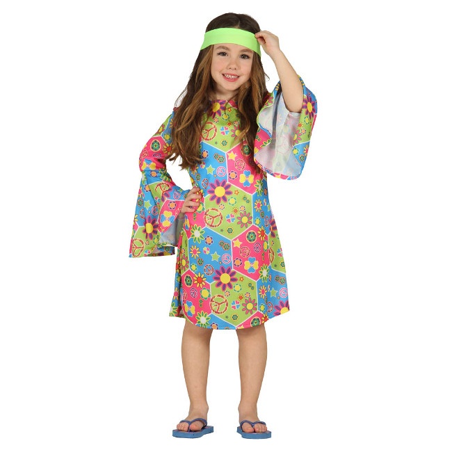 Disfraz de hippie flower power para niña