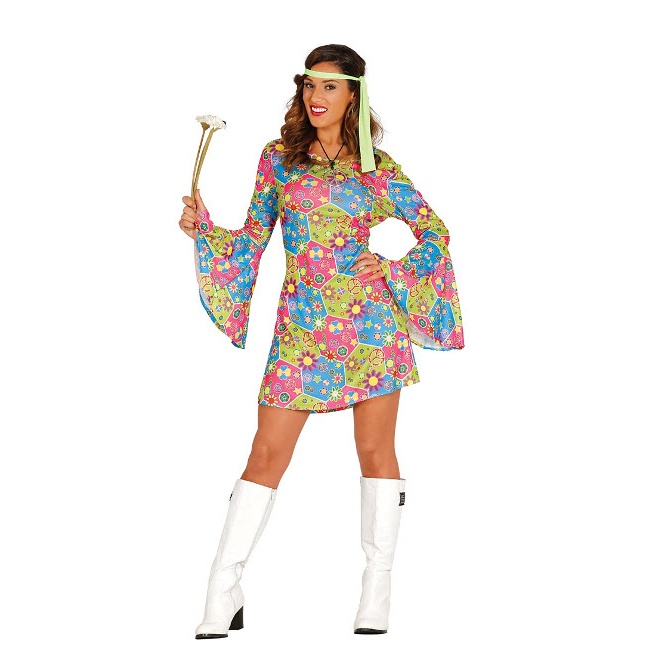Disfraz de hippie flower power para mujer