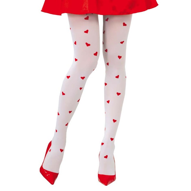 Pantys blancas con corazones rojos