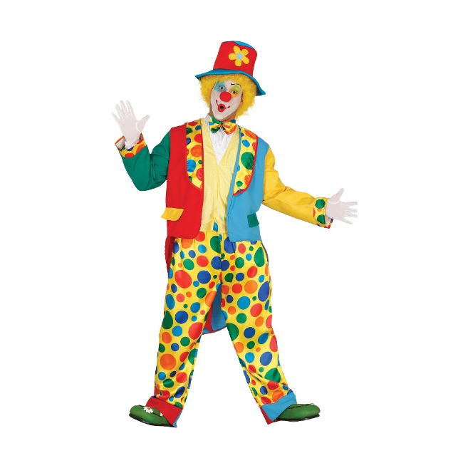 Disfraz de payaso con lunares y sombrero para hombre
