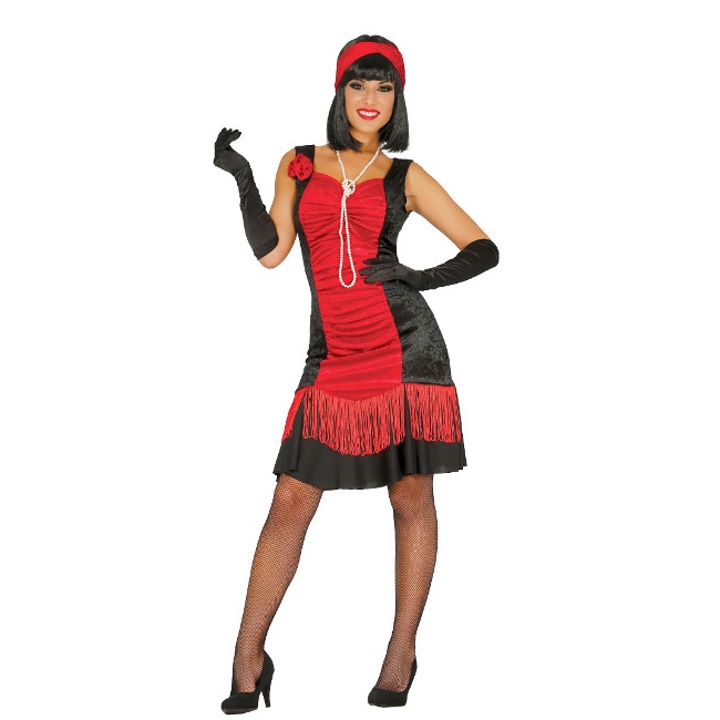 Disfraz de Charleston rojo y negro para mujer