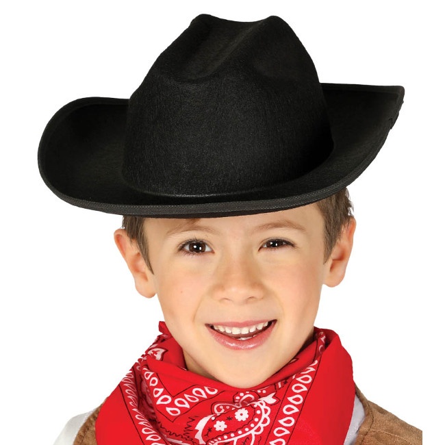 Sombrero negro de vaquero infantil - 53 cm