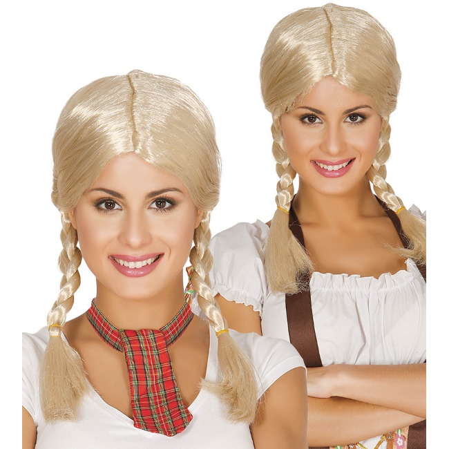 Peluca rubia con trenzas