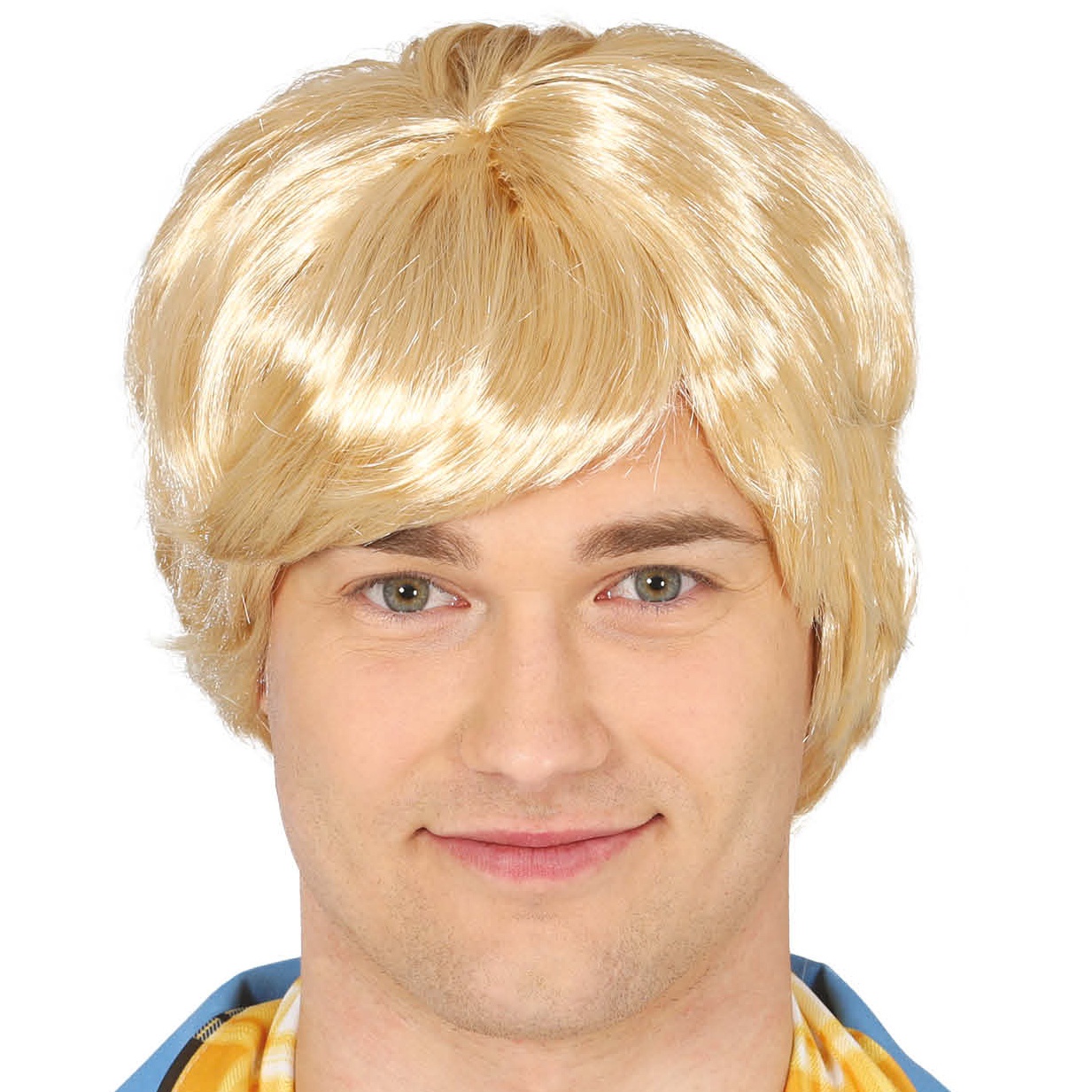Peluca corta rubia para hombre