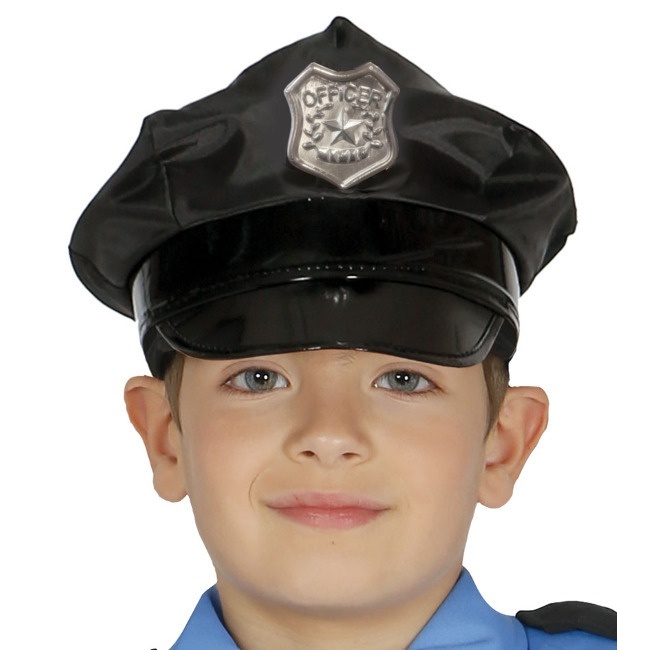 Gorra de policía negra infantil - 54 cm