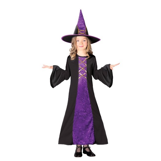 Disfraz de bruja morado para niña