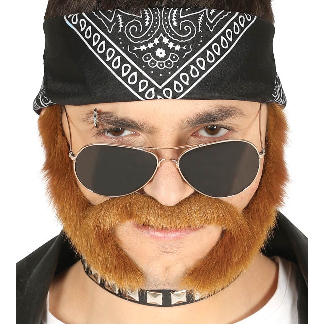 Bigote castaño con patillas