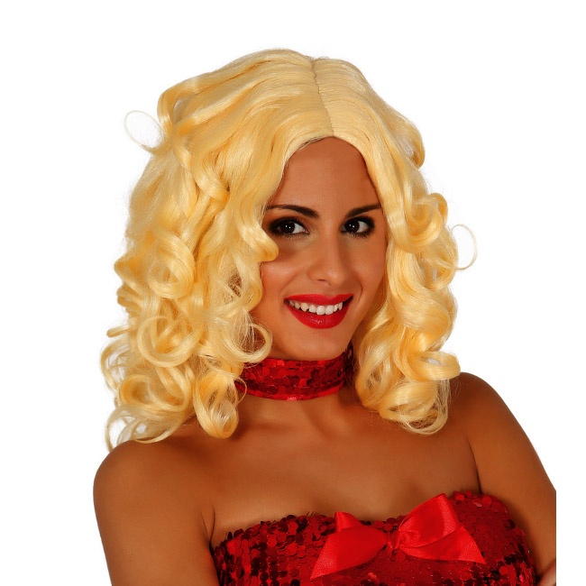 Peluca rubia con pelo ondulado