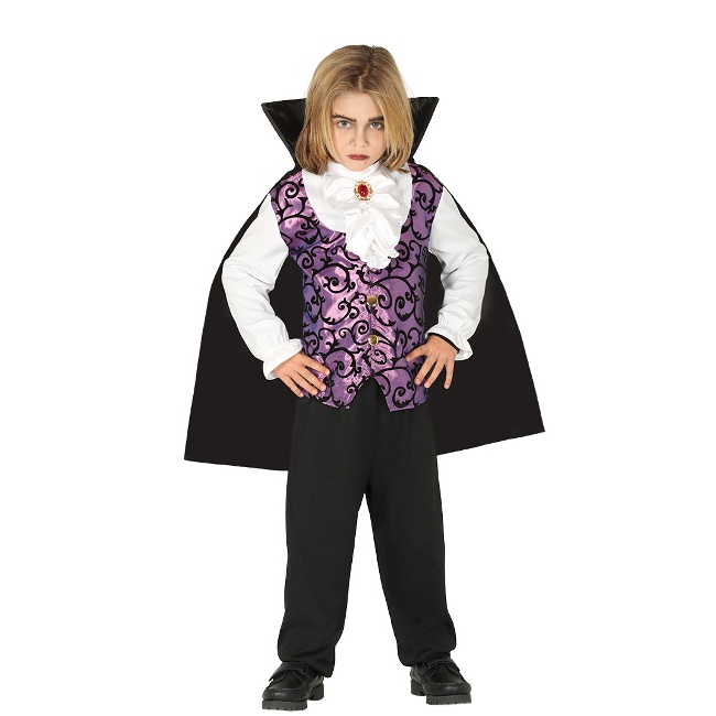 Disfraz de vampiro lila y negro para niño