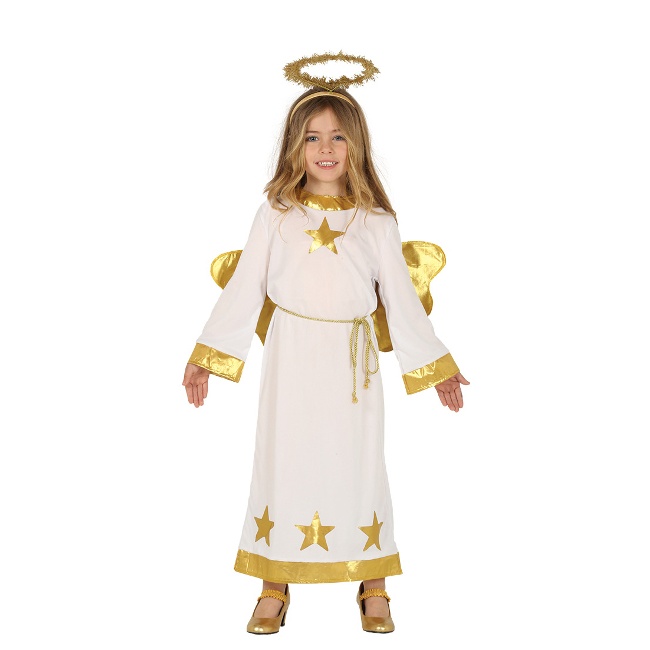 Disfraz de ángel blanco y dorado infantil
