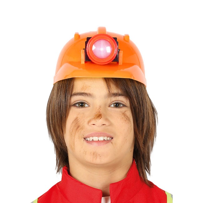 Casco de obrero naranja con luz infantil - 50 cm