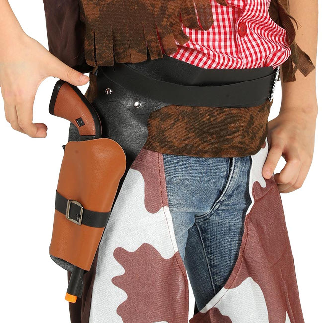 Cartuchera tipo cuero con pistola infantil