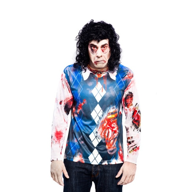 Camiseta disfraz de zombie con estampado para adulto
