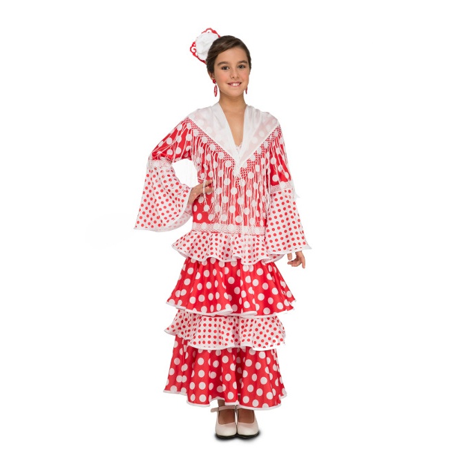 Disfraz de sevillana rojo para niña