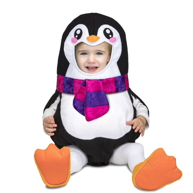 Disfraz de pingüino con bufanda para bebé