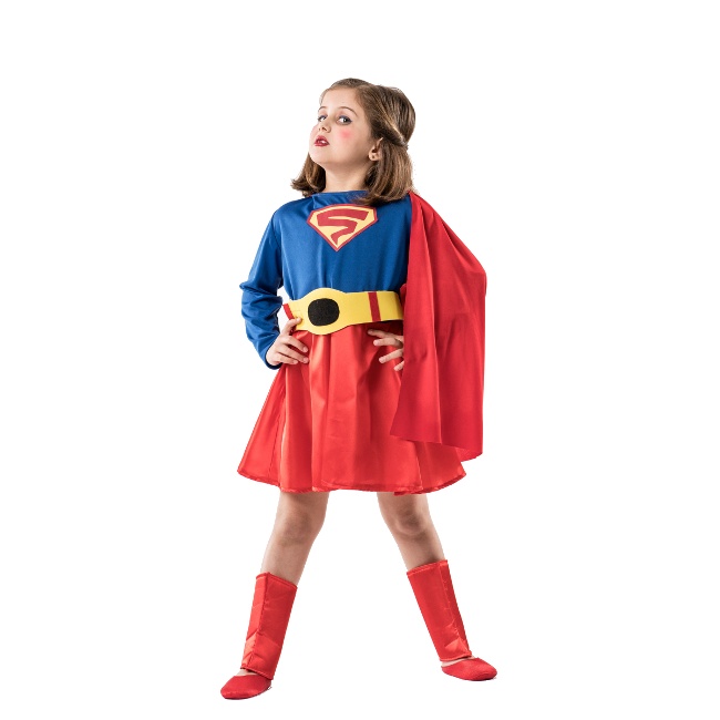 Disfraz de super hombre con capa para niña