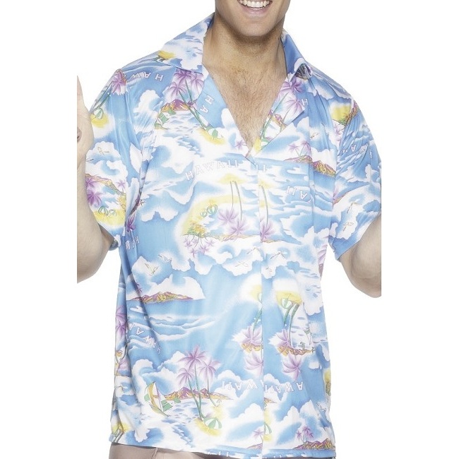 Camisa hawaiana azul para adulto