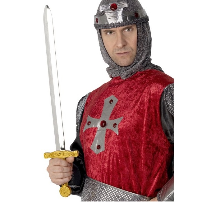 Espada de caballero con empuñadura dorada - 62 cm