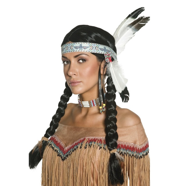 Peluca de india con cinta y pluma