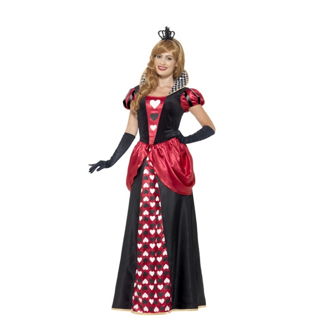 Disfraz de reina de corazones para adulta con vestido largo