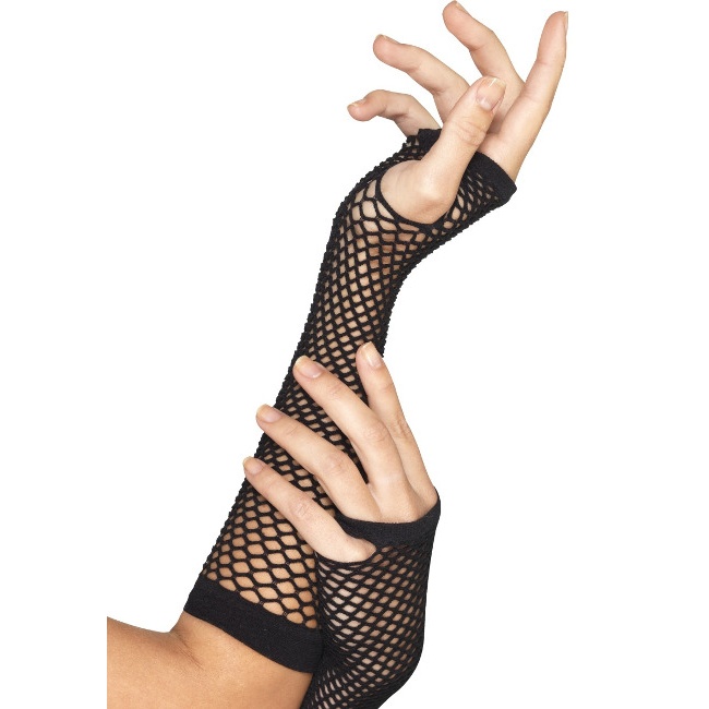 Guantes largos de rejilla negros