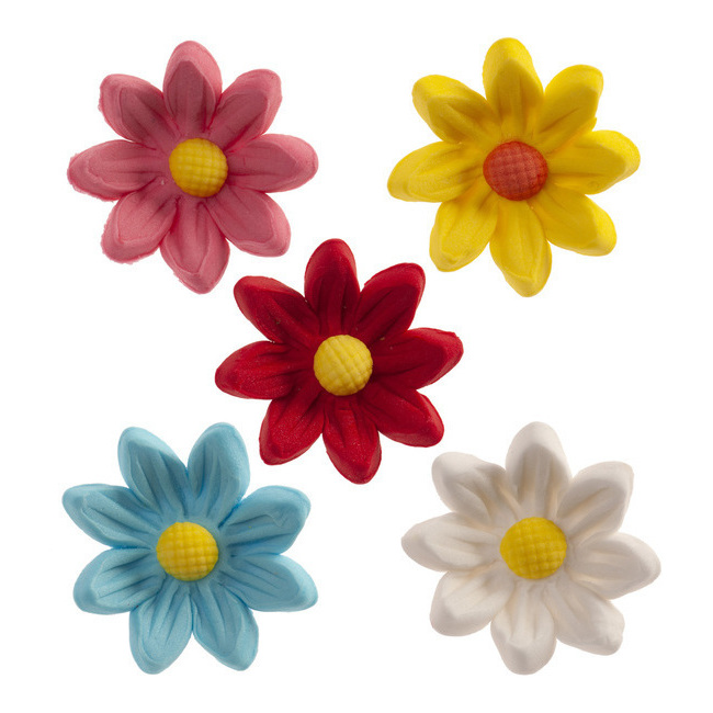 Figuras de azúcar de margaritas multicolor de 3 cm - Dekora - 77 unidades