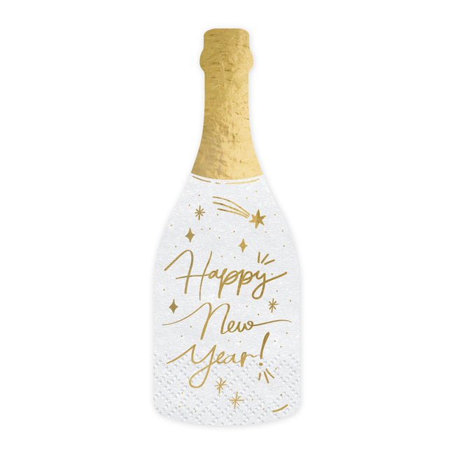 Servilletas de botella Happy New Year de 18,5 x 7,5 cm - 20 unidades
