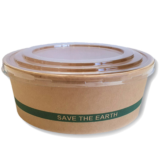 Envase de 1,3 L biodegradable con tapadera para Poke - 25 unidades