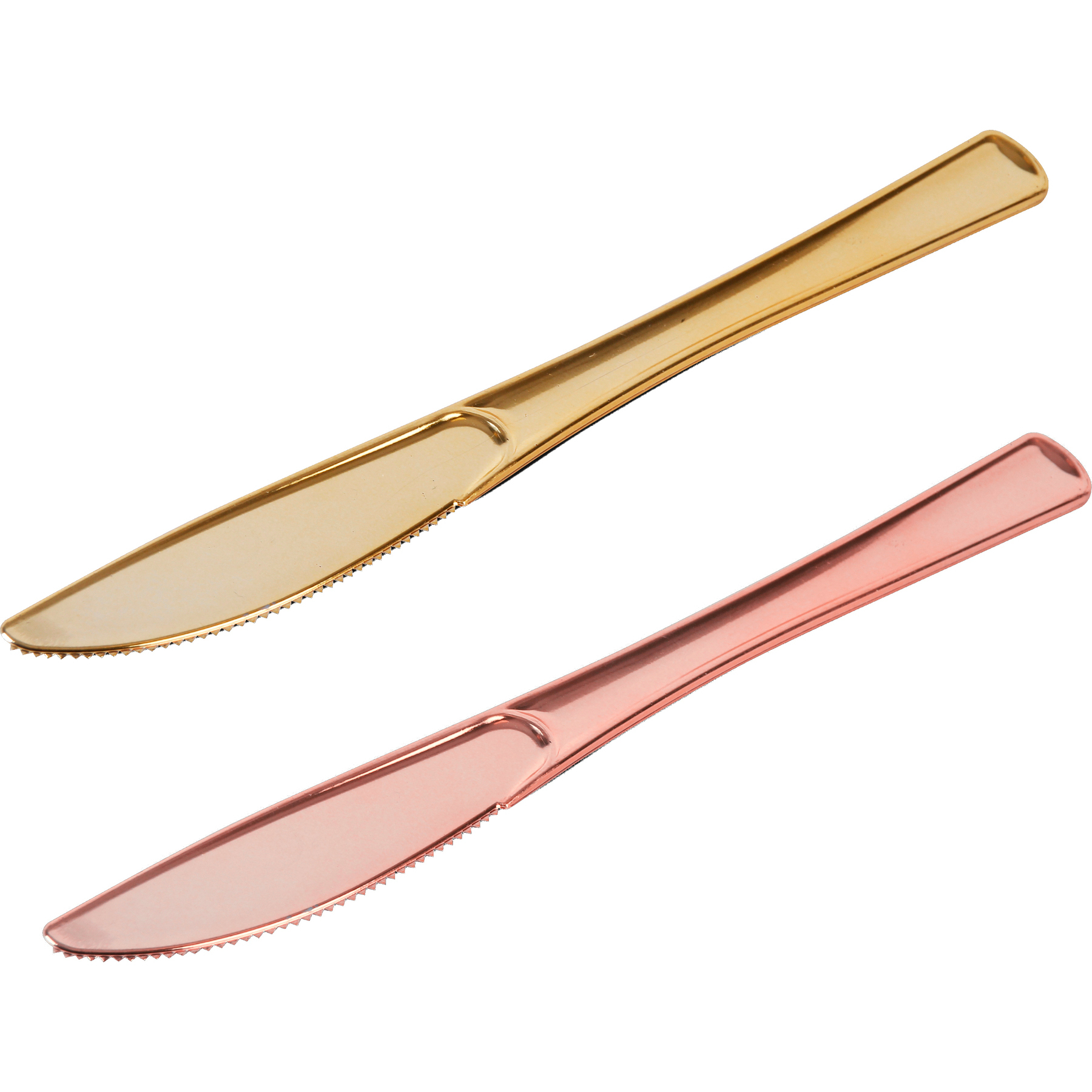Cuchillos de 20 cm de plástico metalizados - 50 unidades