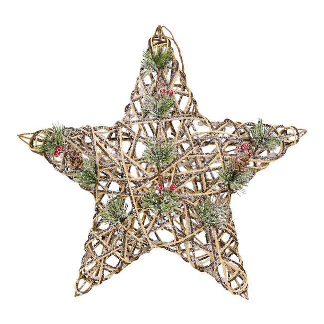 Estrella de mimbre con luz de 40 cm