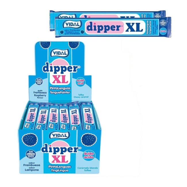 Dipper de caramelo blando XL de frambuesa - Dipper XL Vidal - 100 unidades