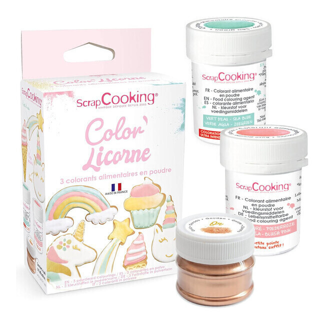 Set de colorantes en polvo de unicornio - Scrapcooking - 3 unidades