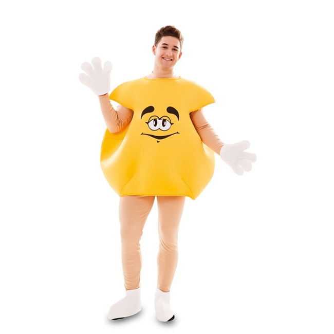 Disfraz de caramelo de chocolate amarillo para adulto
