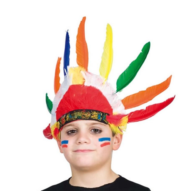 Penacho indio infantil con plumas multicolor