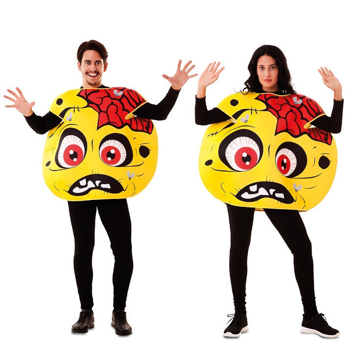 Disfraz de emoticono zombie amarillo para adulto