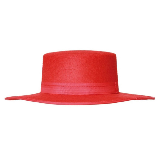Sombrero cordobés rojo con cinta - 56 cm