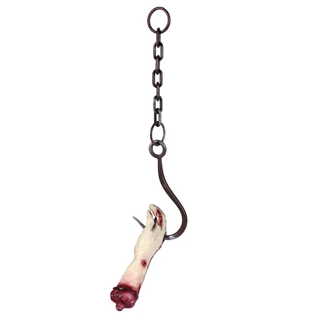 Colgante de mano clavado en gancho ensangrentado - 79 cm