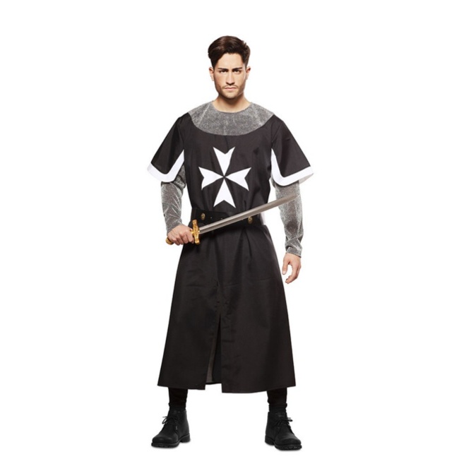 Disfraz de caballero medieval negro para hombre