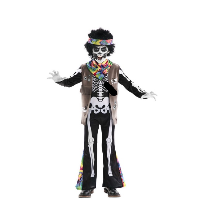 Disfraz de esqueleto hippie infantil