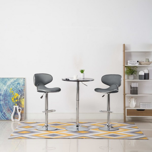 323648  Bar Stools 2 pcs Grey Faux Leather