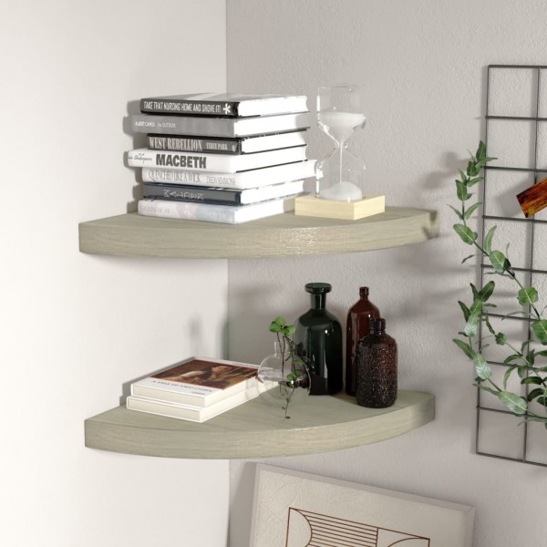 323926  Floating Corner Shelves 2 pcs Oak 35x35x3.8 cm MDF