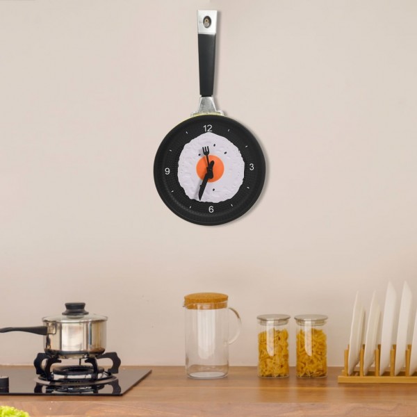 325164  Wall Clock with Fried Egg Pan Design 18.8 cm