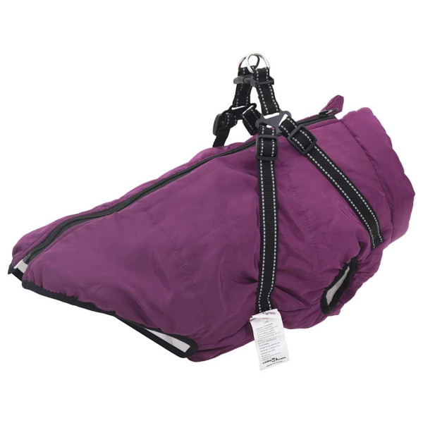 Abrigo para perro con arnés impermeable reflectante 4XL morado