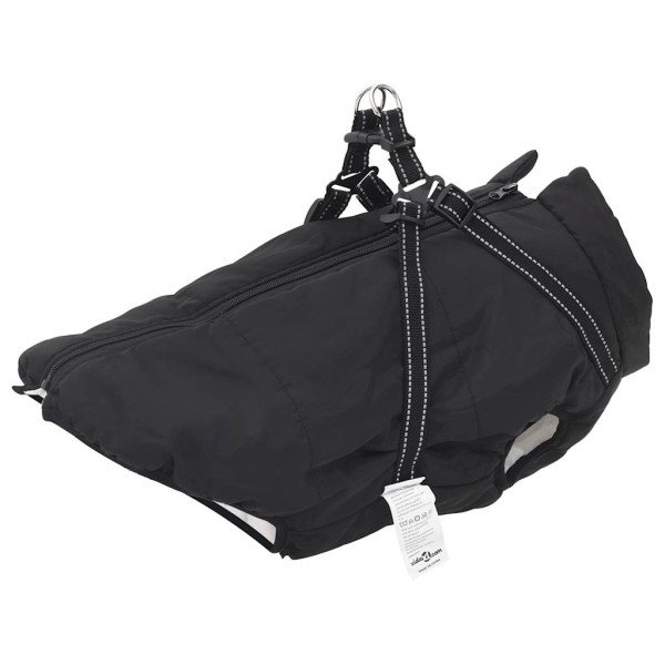 Abrigo para perro con arnés impermeable reflectante 4XL negro