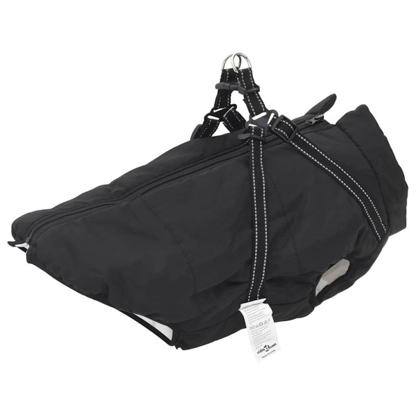 Abrigo para perro con arnés impermeable reflectante 5XL negro