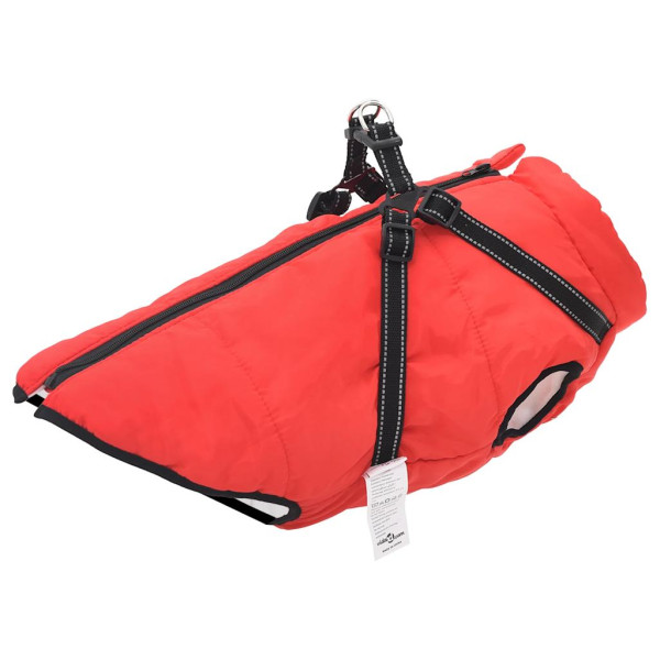 Abrigo para perro con arnés impermeable reflectante 5XL rojo