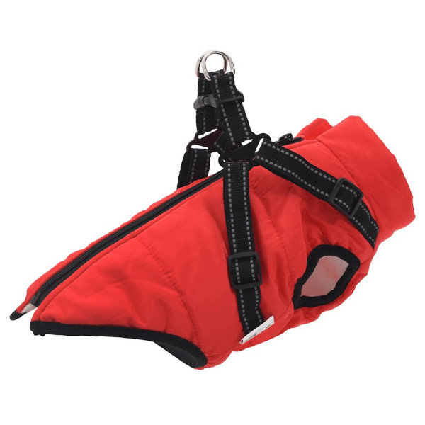 Abrigo para perro con arnés impermeable reflectante L rojo